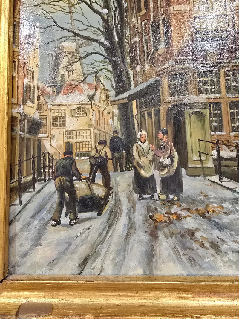 Tableau – Scène de rue hollandaise sous la neige