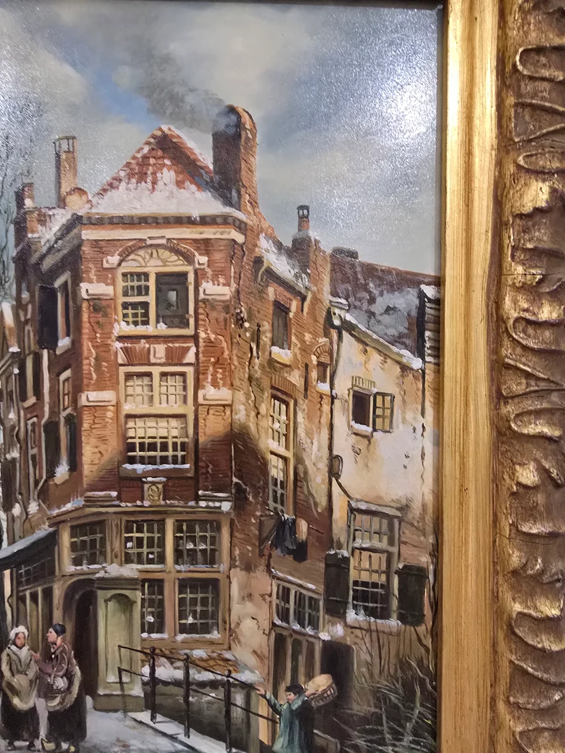 Tableau – Scène de rue hollandaise sous la neige