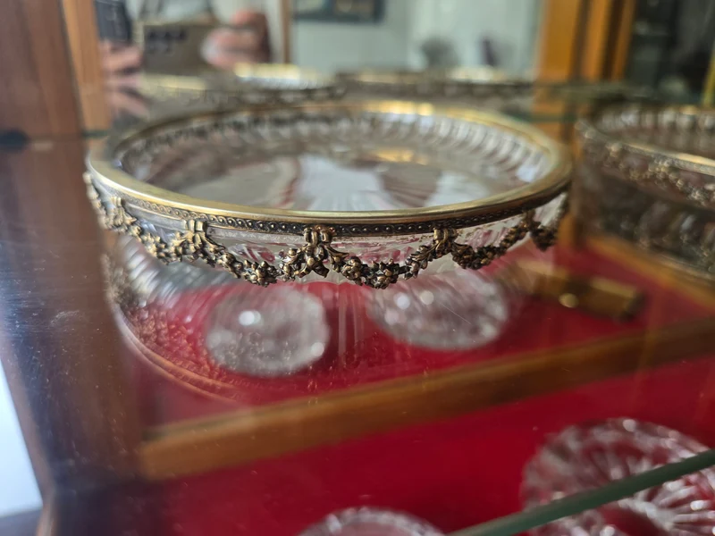 Paire de Plat en cristal taillé et monture argent massif 800 allemagne Fin XIXe