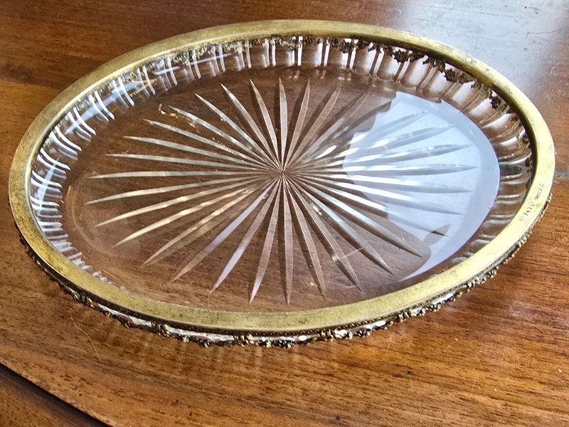 Paire de Plat en cristal taillé et monture argent massif 800 allemagne Fin XIXe