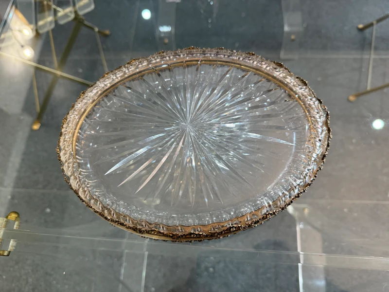 Paire de Plat en cristal taillé et monture argent massif 800 allemagne Fin XIXe
