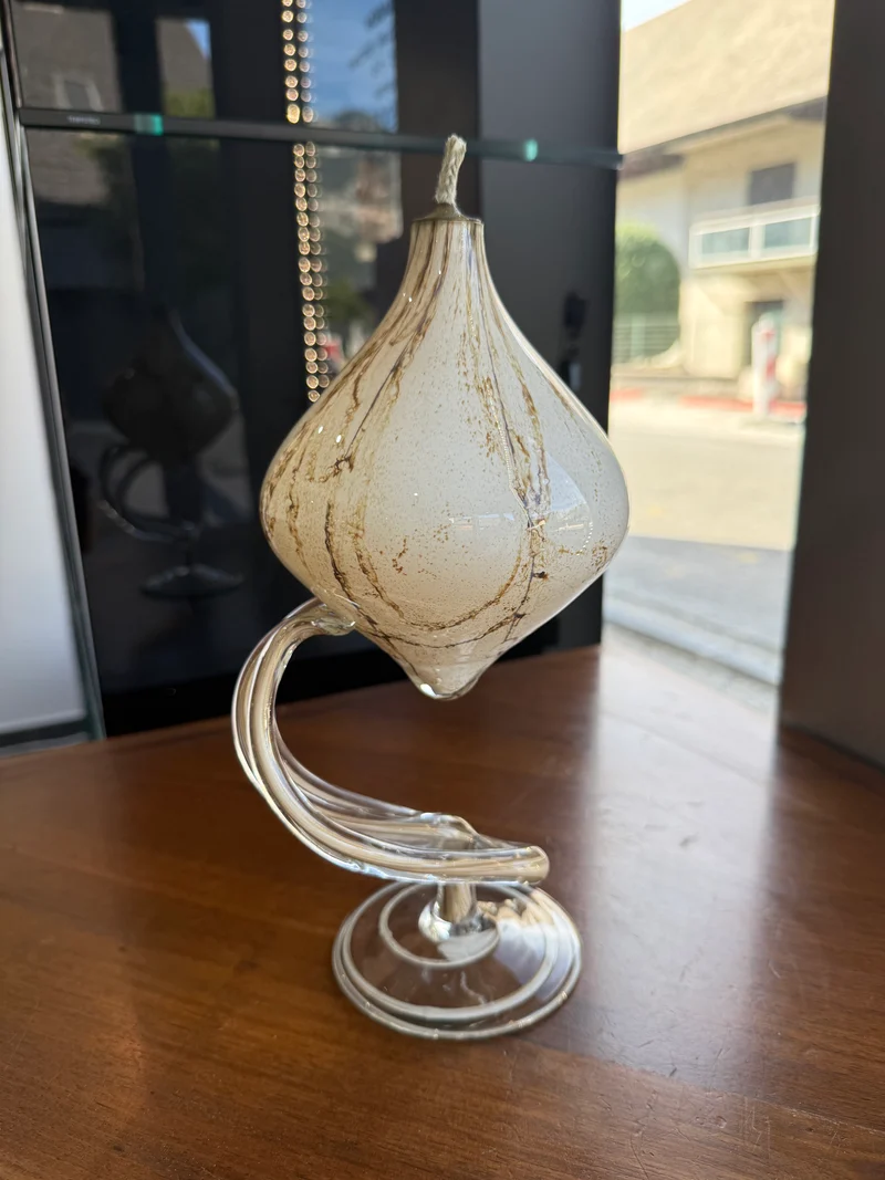 Lampe à huile sculpturale « Jellyfish » en verre soufflé marbré – Józefina Krosno, Pologne (c. 1980)