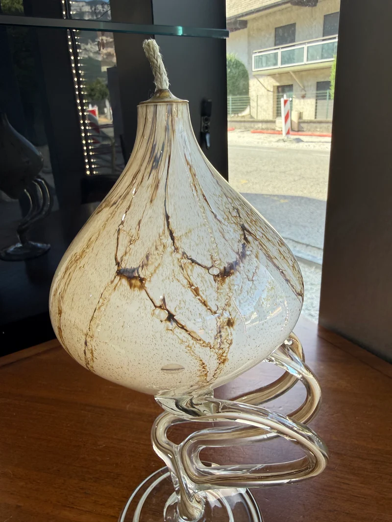 Lampe à huile sculpturale « Jellyfish » en verre soufflé marbré – Józefina Krosno, Pologne (c. 1980)