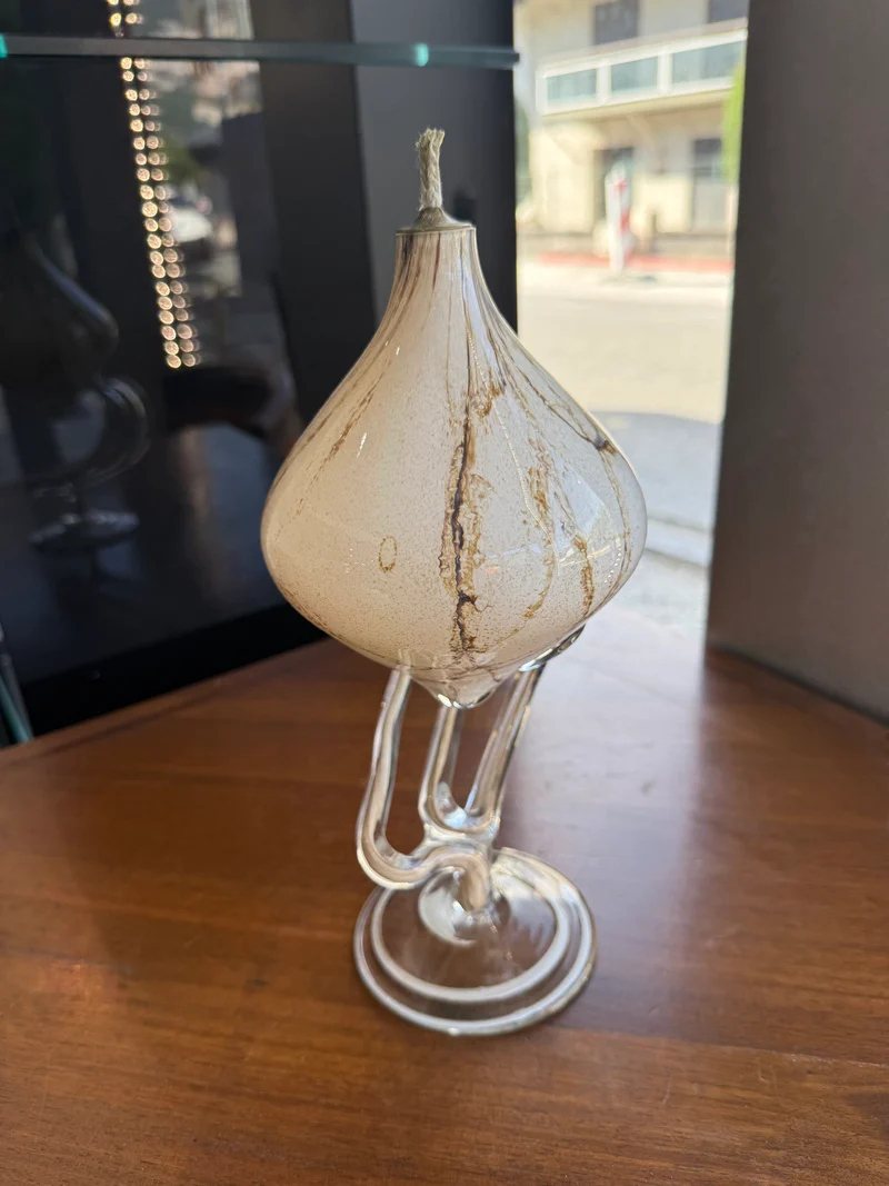 Lampe à huile sculpturale « Jellyfish » en verre soufflé marbré – Józefina Krosno, Pologne (c. 1980)