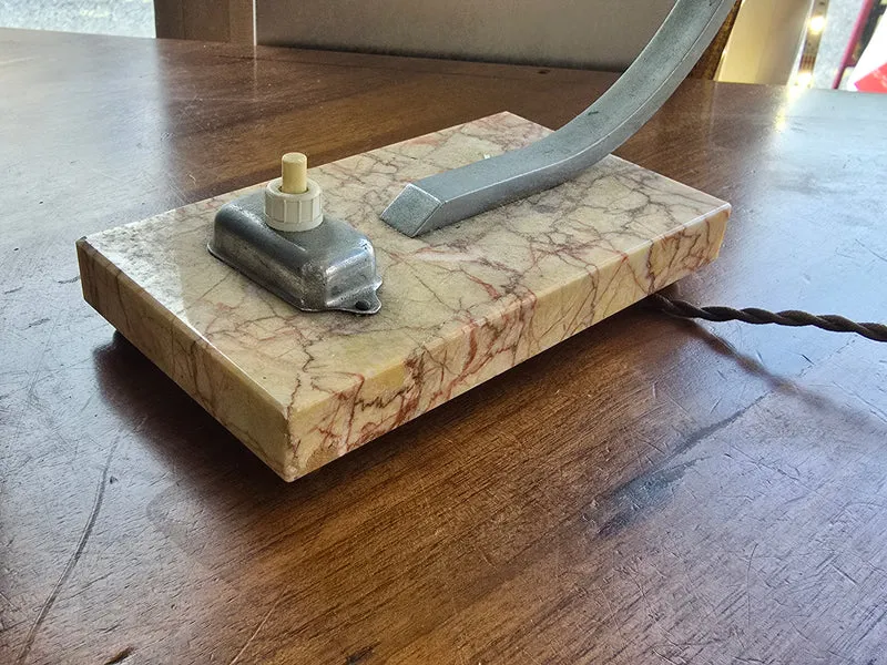 Lampe de table Art Déco en verre opalin et marbre – vers 1930