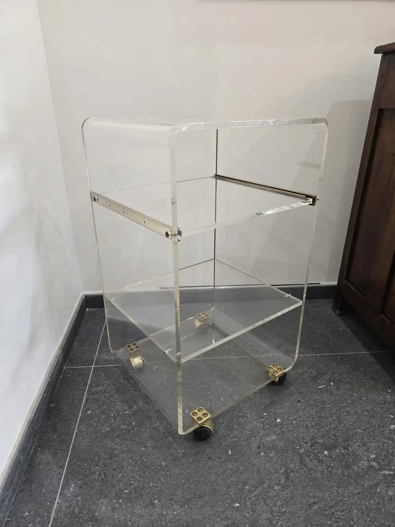 Desserte roulante en plexiglas – Marais International – années 1970-1980