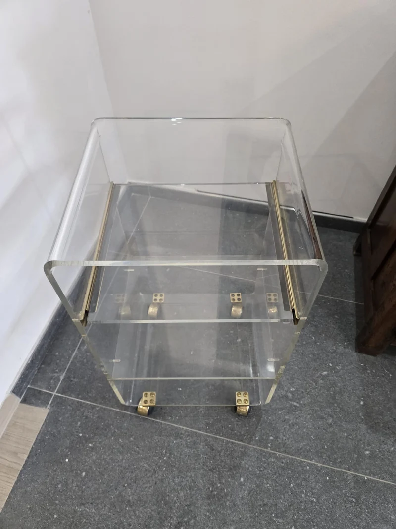 Desserte roulante en plexiglas – Marais International – années 1970-1980
