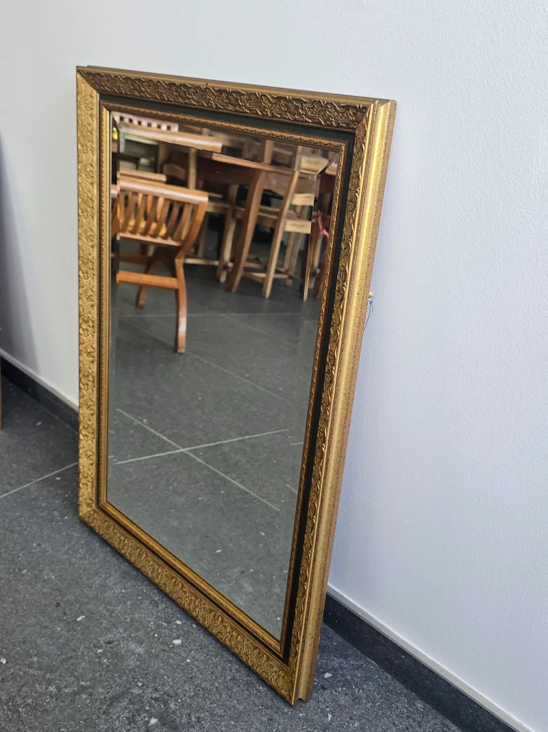 Miroir biseauté à cadre doré – 85x60cm Décor floral