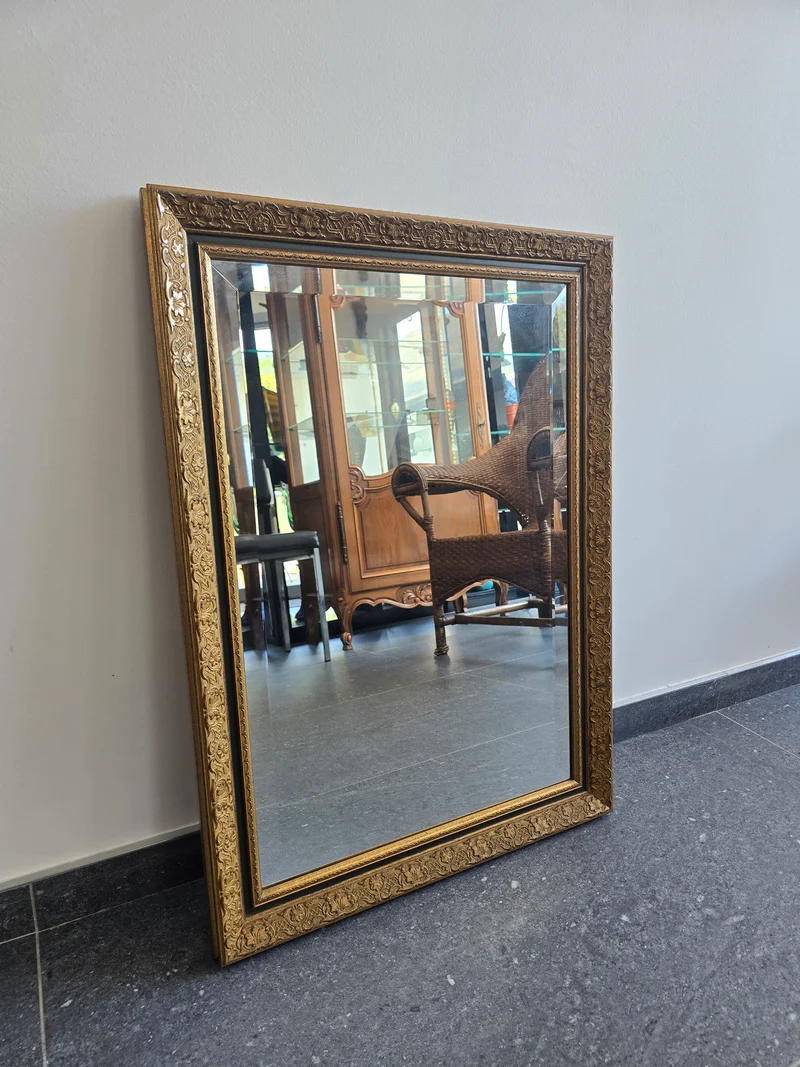 Miroir biseauté à cadre doré – 85x60cm Décor floral