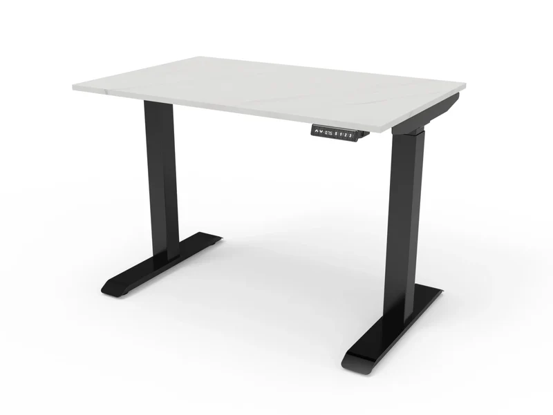 Bureau assis-debout compact pour télétravail, personnalisable et ergonomique : HomeDesk