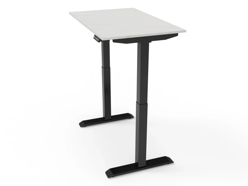 Bureau assis-debout compact pour télétravail, personnalisable et ergonomique : HomeDesk