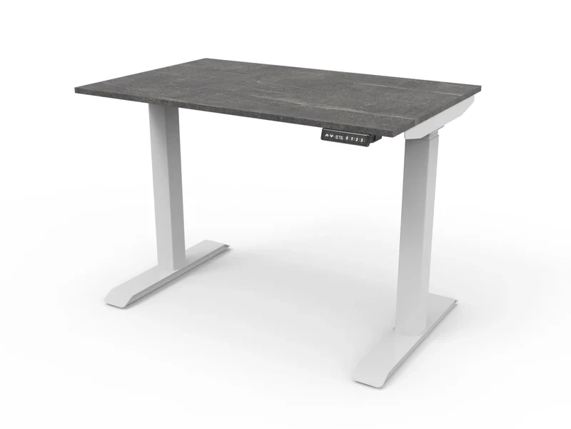 Bureau assis-debout compact pour télétravail, personnalisable et ergonomique : HomeDesk