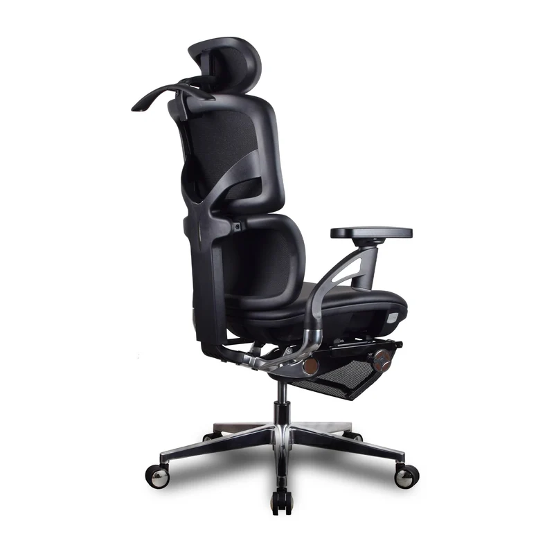 Chaise ergonomique de bureau - TERRANA PREMIUM Noire en cuir reconstitué