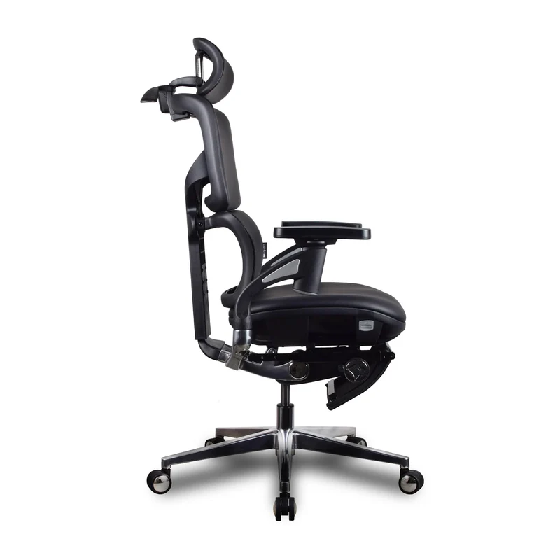 Chaise ergonomique de bureau - TERRANA PREMIUM Noire en cuir reconstitué