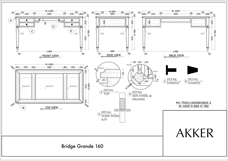 Bridge Grande 160 Zwart