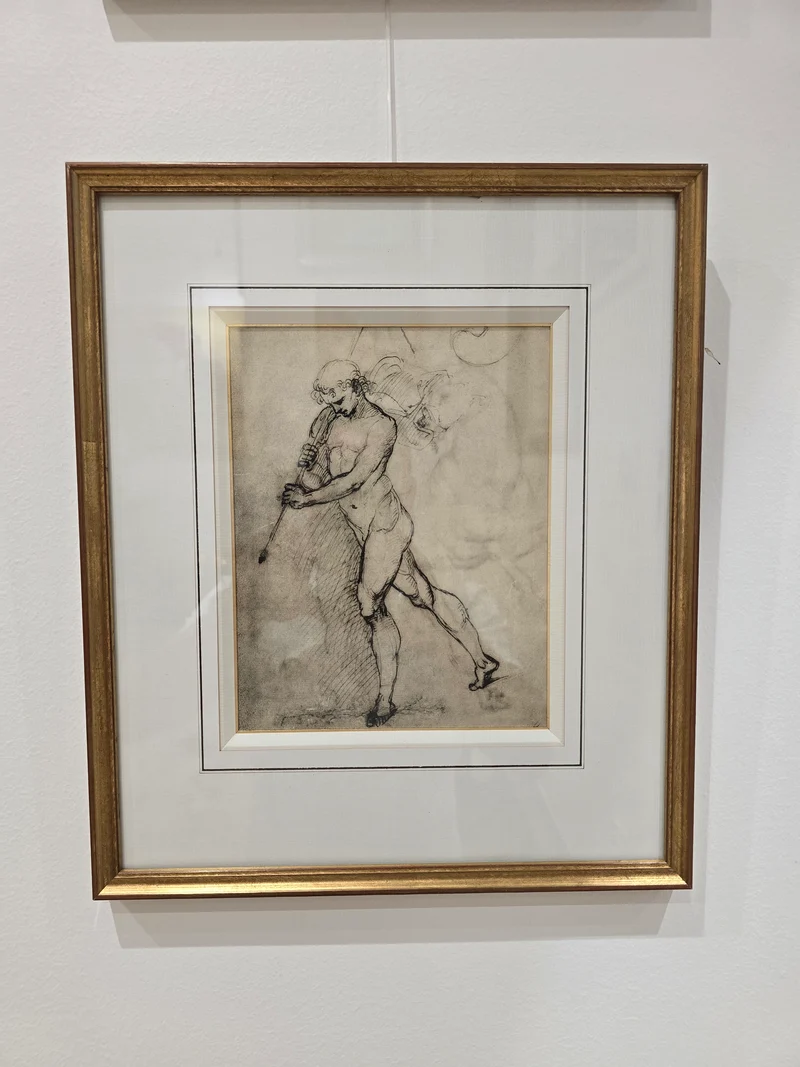 Dessin encadré d’après maître ancien – Homme tirant un animal