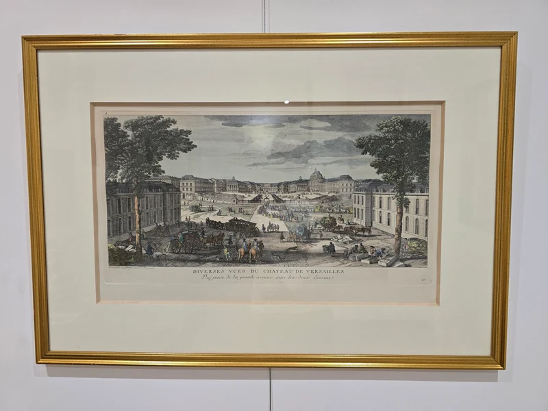 Gravure encadrée – Vue du Château de Versailles depuis la grande avenue