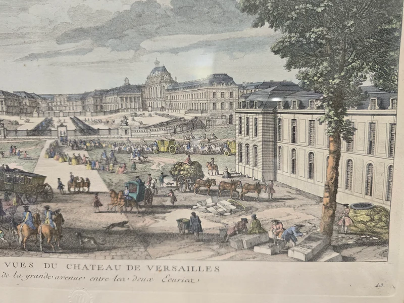 Gravure encadrée – Vue du Château de Versailles depuis la grande avenue
