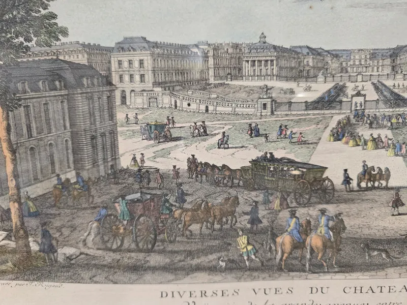 Gravure encadrée – Vue du Château de Versailles depuis la grande avenue