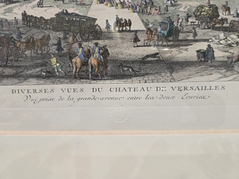 Gravure encadrée – Vue du Château de Versailles depuis la grande avenue