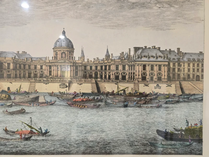 Gravure encadrée – Vue du Collège des Quatre Nations à Paris d’après Israël Silvestre