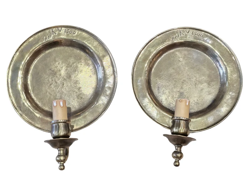 Lot de 2 appliques murales vintage Ari KV 1500 – bronze patiné – Ø 25 cm