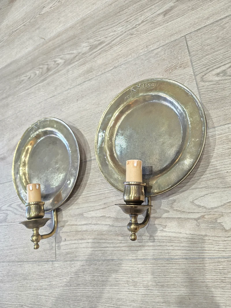 Lot de 2 appliques murales vintage Ari KV 1500 – bronze patiné – Ø 25 cm