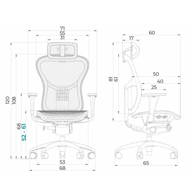 Chaise ergonomique de bureau - WAVE en mousse et maille