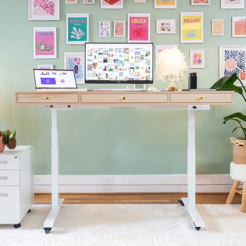Bureau assis debout avec rangement - SPACE DYNAMIC