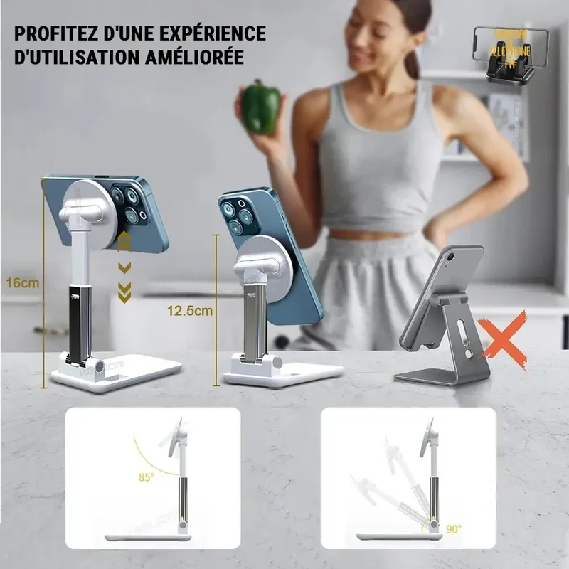 Support de téléphone magnétique pliable et réglable