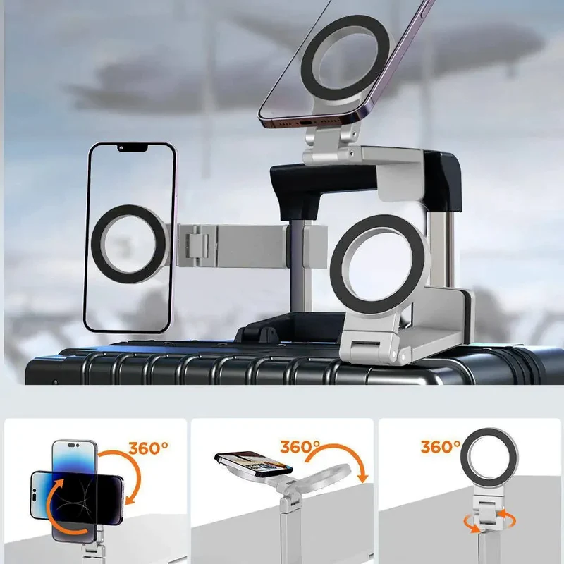 Support Téléphone Avion Pliable Universel – iPhone, Samsung, Pixel, MagSafe – Portable, Stable, Idéal Voyage & Bureau