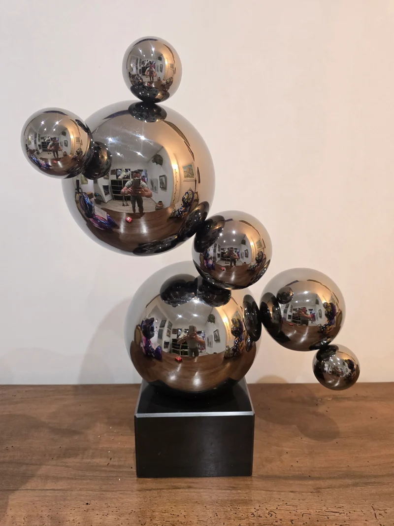 Sculpture Pop Art Sphères Chromées – 55 cm