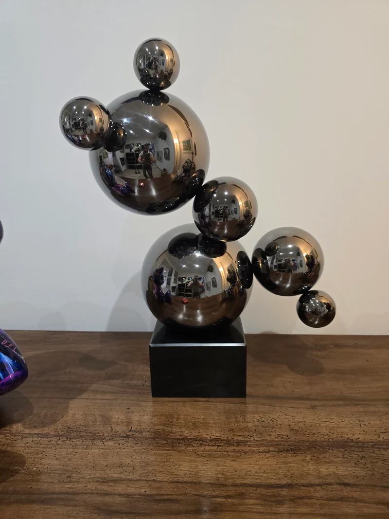 Sculpture Pop Art Sphères Chromées – 55 cm