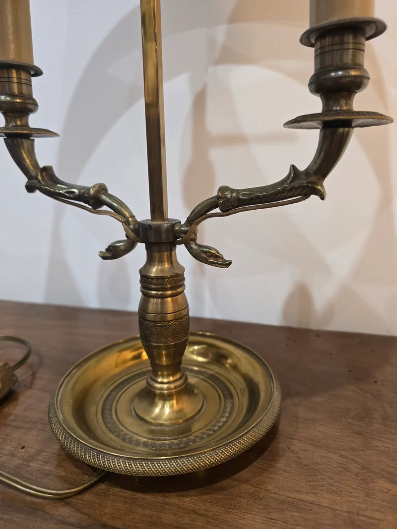 Lampe Bouillotte Empire à Deux Feux en Laiton