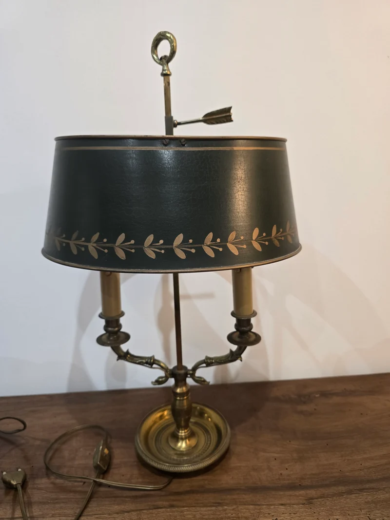 Lampe Bouillotte Empire à Deux Feux en Laiton