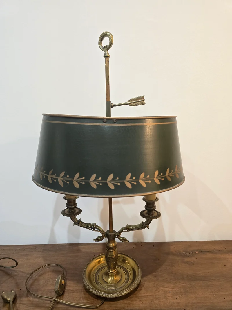Lampe Bouillotte Empire à Deux Feux en Laiton