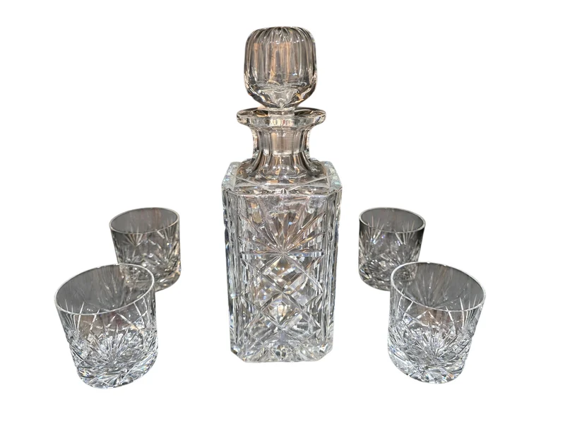Service à whisky – carafe et 4 verres en cristal