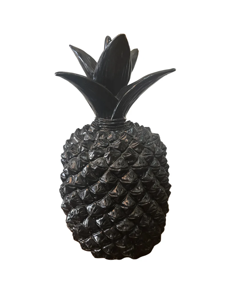 Ananas décoratif noir brillant en résine – objet déco exotique chic