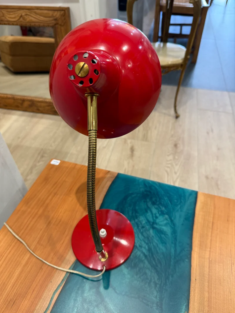 Lampe de bureau vintage Aluminor rouge – Design années 70