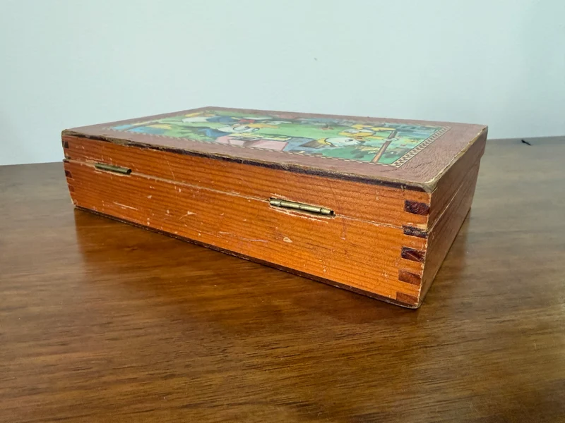 Jeu de cubes puzzle Disney vintage en bois – Mickey, Donald, Pluto et les neveux – Coffret ancien