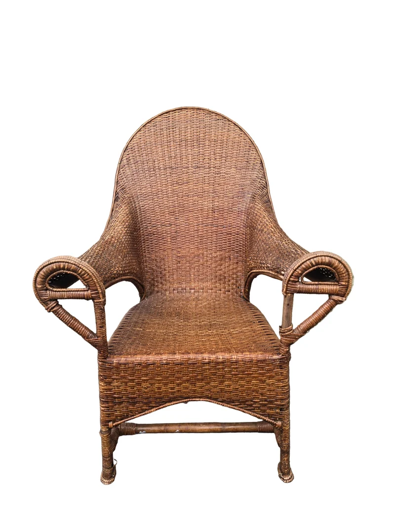 Fauteuil Arts & Crafts en osier et rotin attribué à Dryad & Co, Royaume-Uni, vers 1920