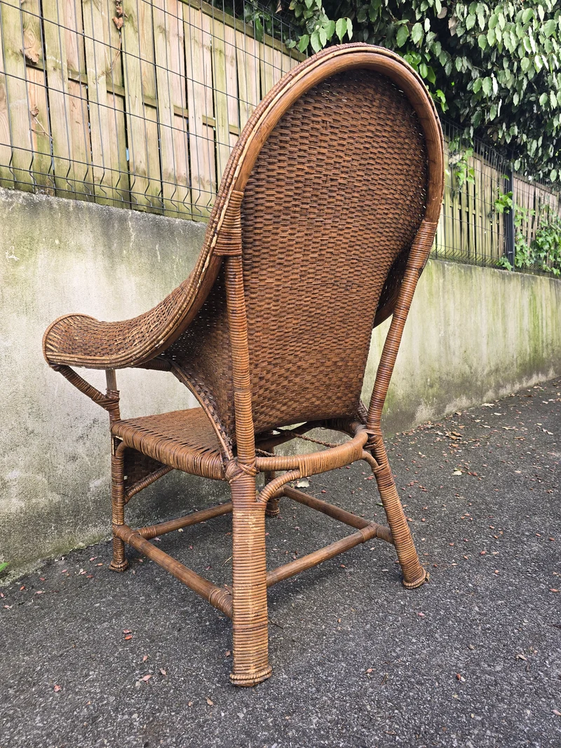 Fauteuil Arts & Crafts en osier et rotin attribué à Dryad & Co, Royaume-Uni, vers 1920