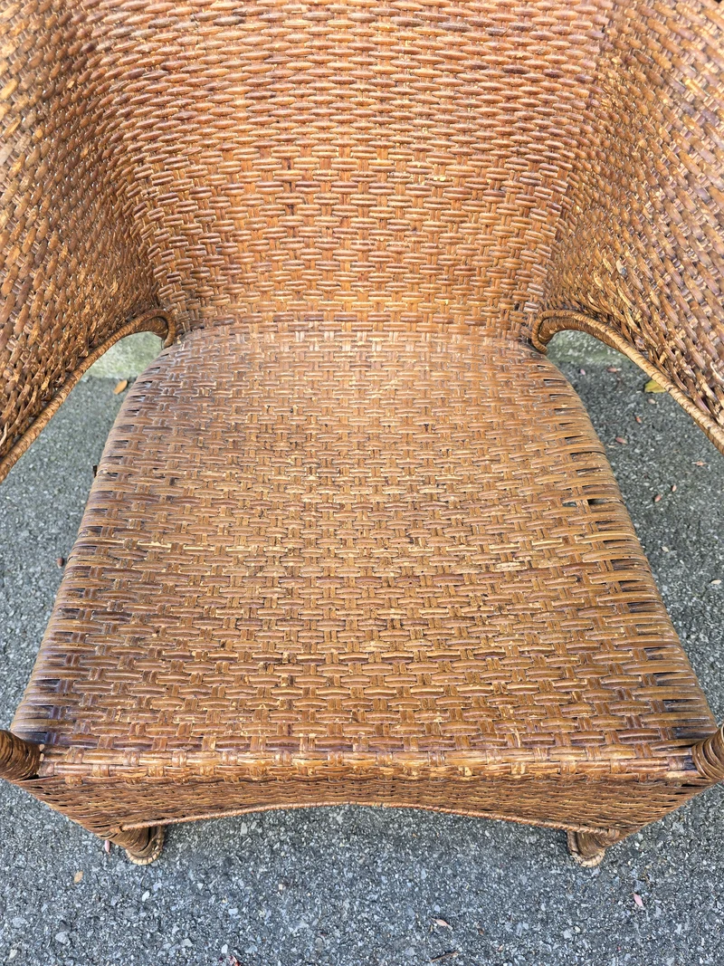 Fauteuil Arts & Crafts en osier et rotin attribué à Dryad & Co, Royaume-Uni, vers 1920