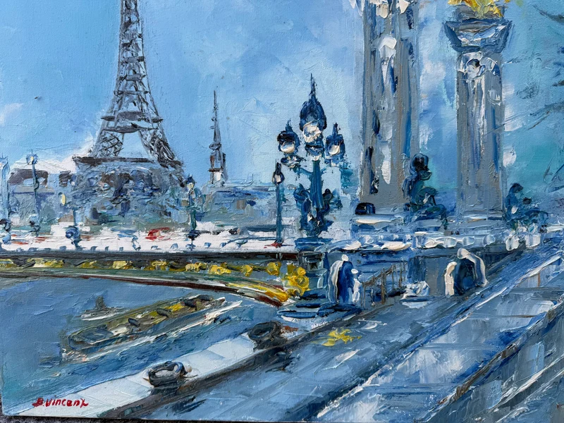 Tableau de Paris signé Bernard Vincent – Huile sur toile – 65 x 55 cm
