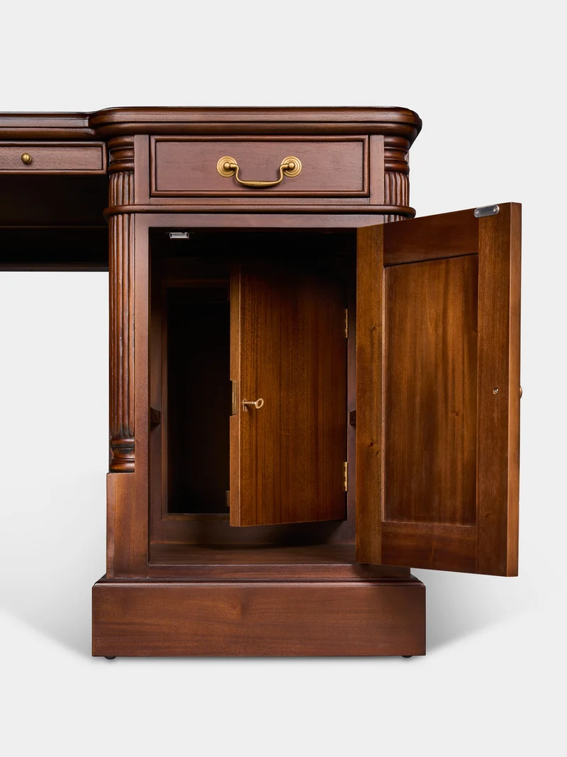 Pillar 160x80 Amber, klassiek Engels bureau, massief mahoniehout