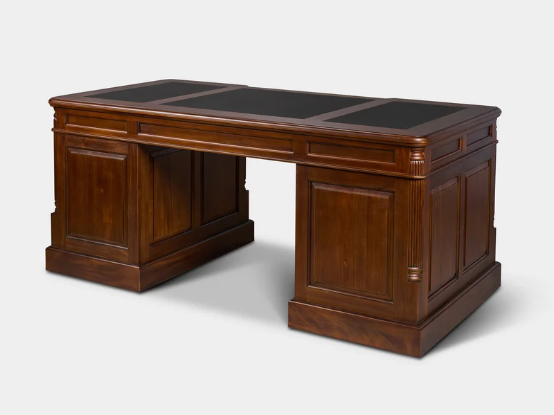 Pillar 180x90 Amber, klassiek Engels bureau, massief mahoniehout