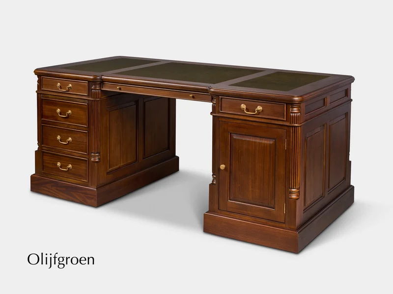 Pillar 180x90 Amber, klassiek Engels bureau, massief mahoniehout