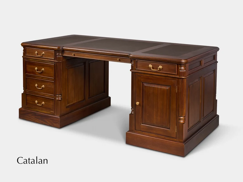 Pillar 180x90 Amber, klassiek Engels bureau, massief mahoniehout