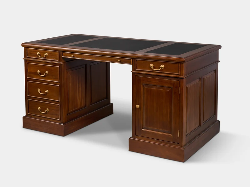 Regent 160x80 Amber, klassiek Engels bureau, massief mahoniehout
