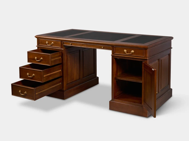 Regent 160x80 Amber, klassiek Engels bureau, massief mahoniehout